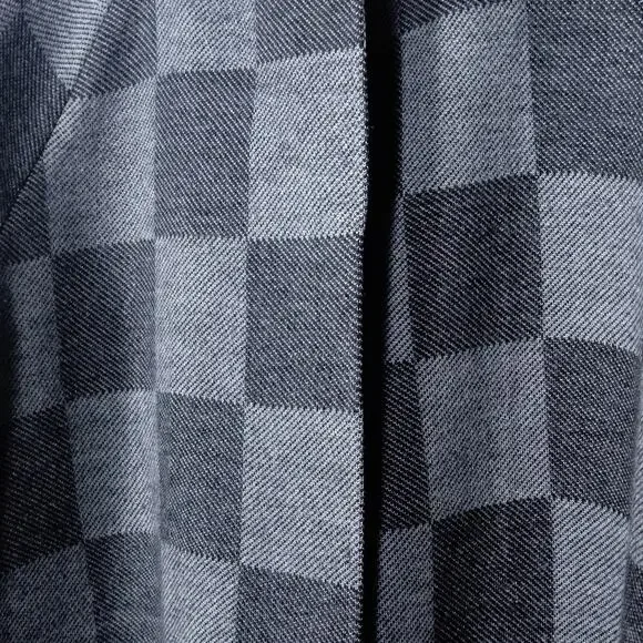 EILEEN FISHER Women’s Coat Gray Check Jacquard Open Front Wool Blend Pockets M - Picture 4 of 12